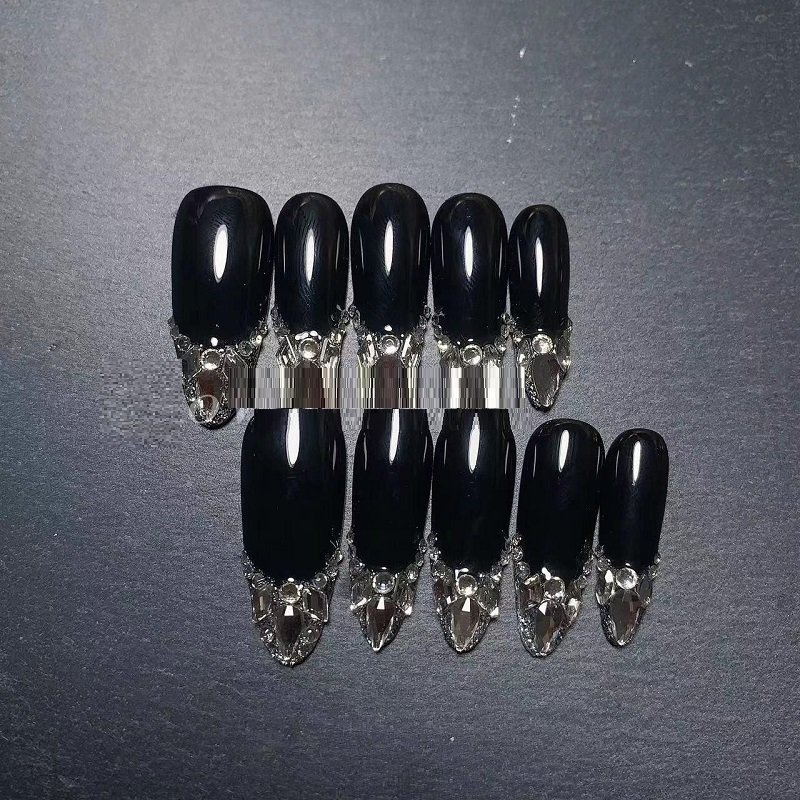 Black Full Diamond French Style Long Armor Handmade High-end Wear Armor - Image 10