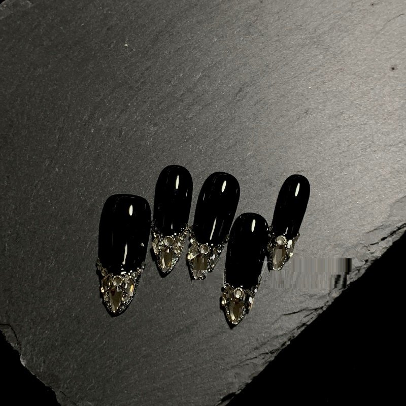 Black Full Diamond French Style Long Armor Handmade High-end Wear Armor - Image 2