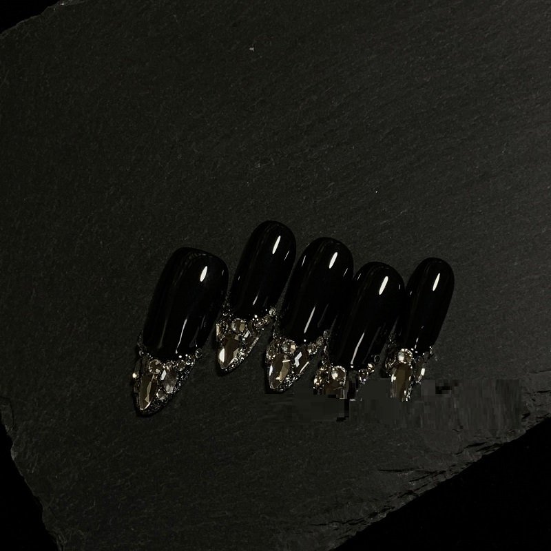 Black Full Diamond French Style Long Armor Handmade High-end Wear Armor - Image 8